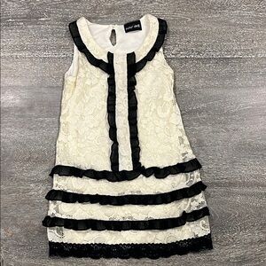 Paper Doll 2T Cream and Black Sleeveless Sheath Dress